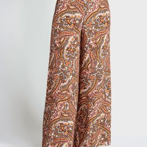 Pantalone Palazzo in Fantasia Cachemire di Viscosa Marocaine