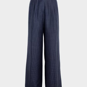 Pantalone palazzo pinces in Lana Check